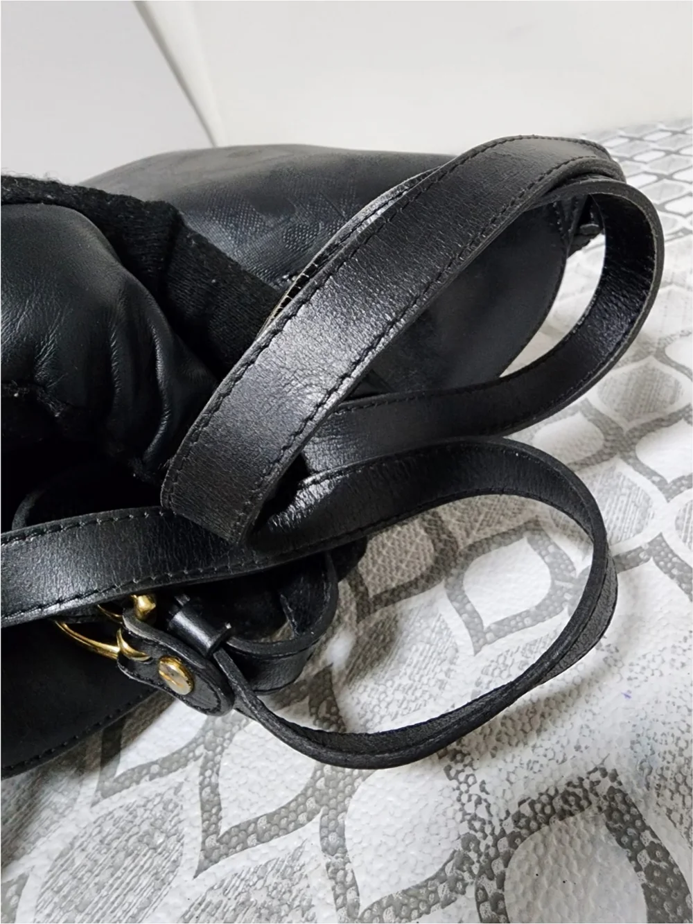Christian Dior Embossed Trotter Leather Bucket Bag with Pochette